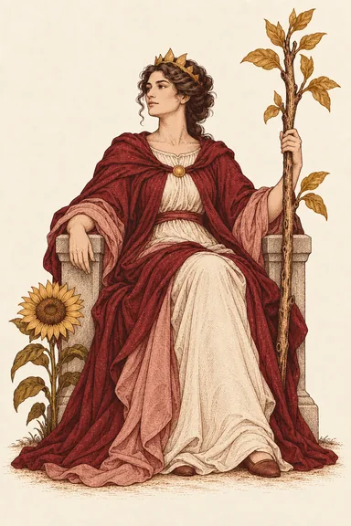 완드 여왕 Queen of Wands 타로 카드